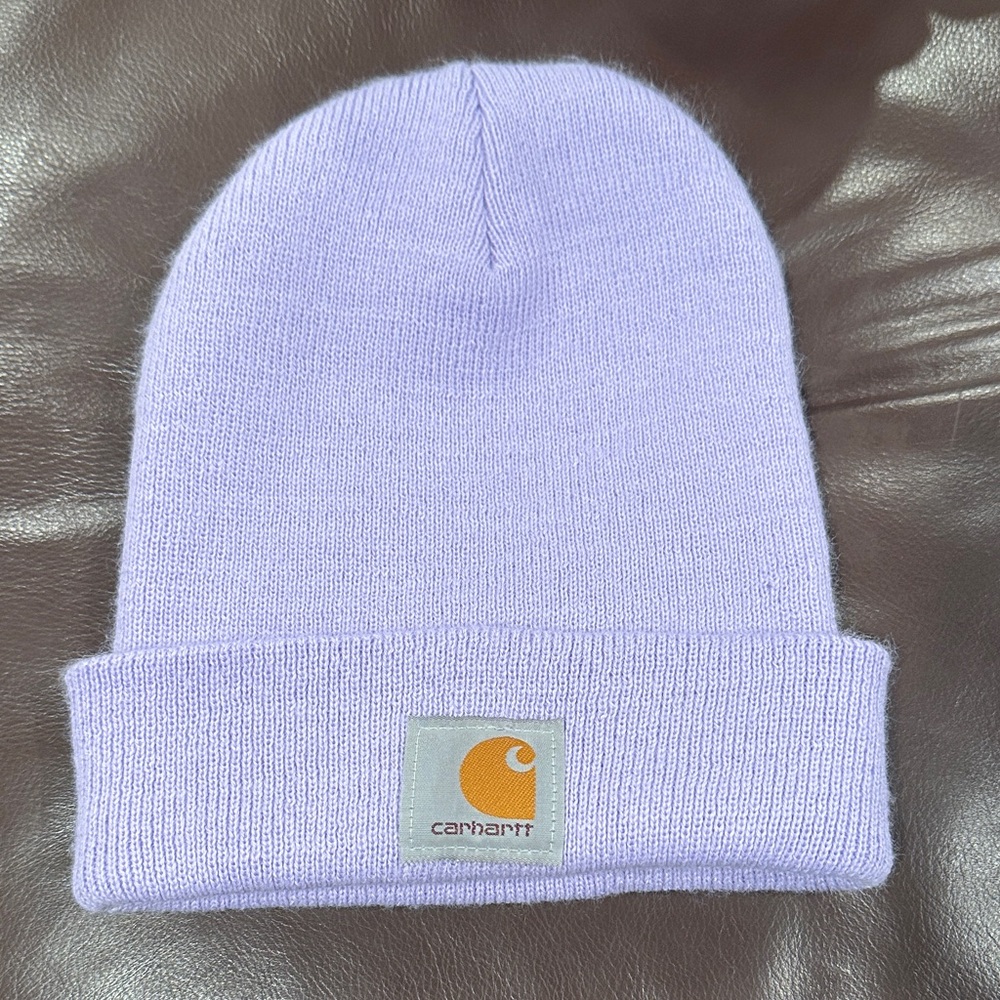 Carhartt Lilac Beanie with Gold Logo Patch
